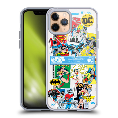 Justice League DC Comics 90th Anniversary Sticker Collage Soft Gel Case for Apple iPhone 11 Pro