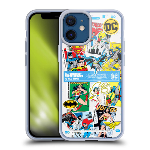 Justice League DC Comics 90th Anniversary Sticker Collage Soft Gel Case for Apple iPhone 12 Mini