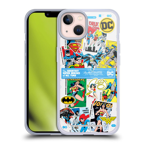Justice League DC Comics 90th Anniversary Sticker Collage Soft Gel Case for Apple iPhone 13