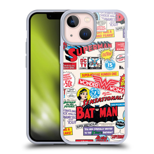 Justice League DC Comics 90th Anniversary Logo Pattern Soft Gel Case for Apple iPhone 13 Mini