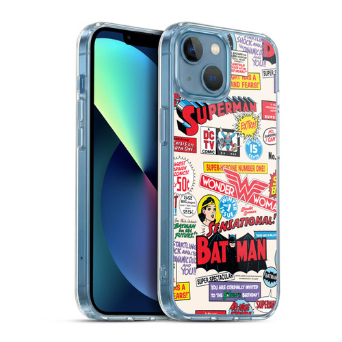 Justice League DC Comics 90th Anniversary Logo Pattern Soft Gel Case for Apple iPhone 13 Mini & MagSafe