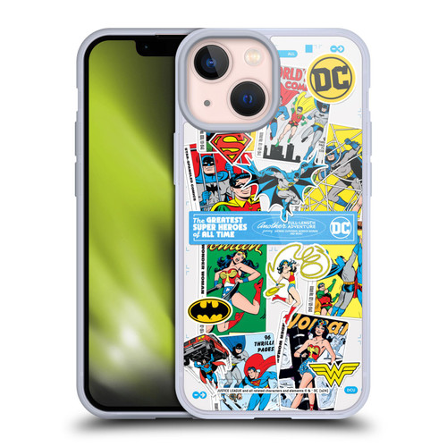 Justice League DC Comics 90th Anniversary Sticker Collage Soft Gel Case for Apple iPhone 13 Mini