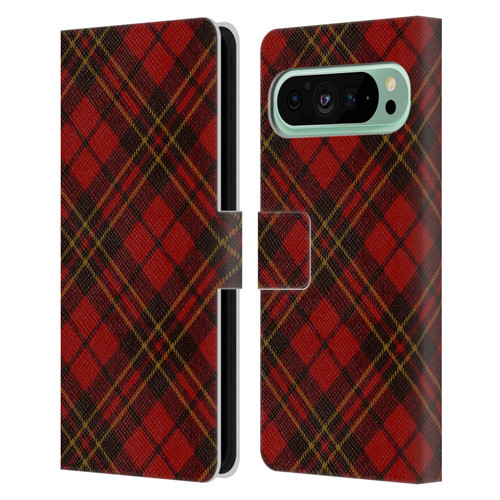 PLdesign Christmas Red Tartan Leather Book Wallet Case Cover For Google Pixel 9 Pro XL