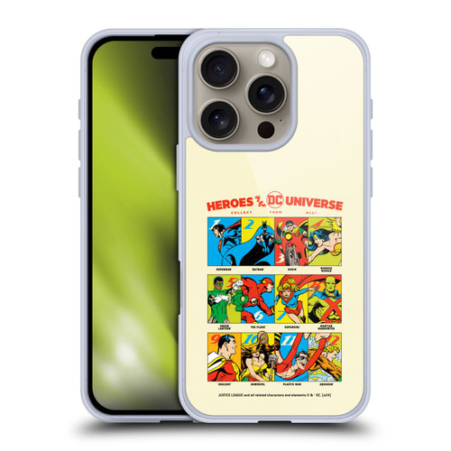 Justice League DC Comics 90th Anniversary Heroes Soft Gel Case for Apple iPhone 16 Pro