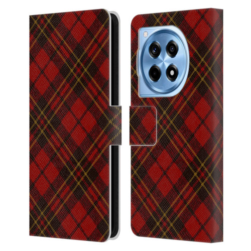 PLdesign Christmas Red Tartan Leather Book Wallet Case Cover For OnePlus 12R