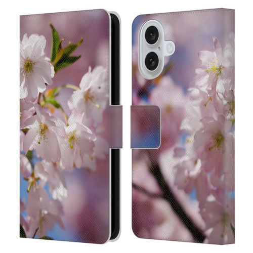 PLdesign Flowers And Leaves Spring Blossom Leather Book Wallet Case Cover For Apple iPhone 16