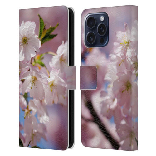 PLdesign Flowers And Leaves Spring Blossom Leather Book Wallet Case Cover For Apple iPhone 16 Pro Max