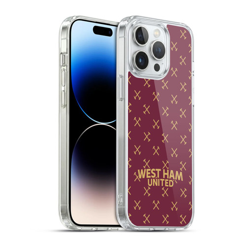 West Ham United FC Hammer Marque Kit Patterns Soft Gel Case for Apple iPhone 14 Pro Max & MagSafe