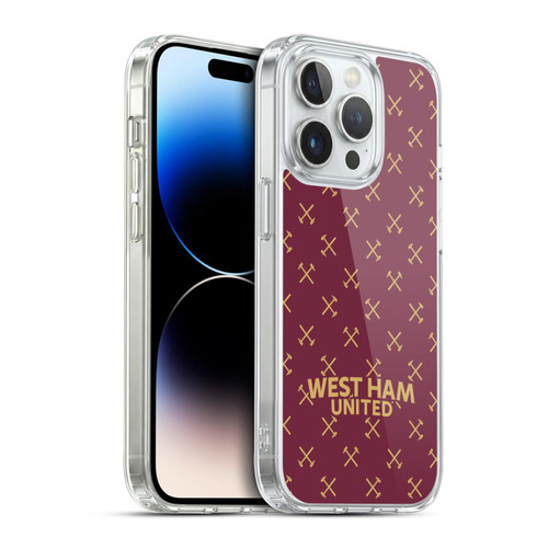 West Ham United FC Hammer Marque Kit Patterns Soft Gel Case for Apple iPhone 14 Pro & MagSafe