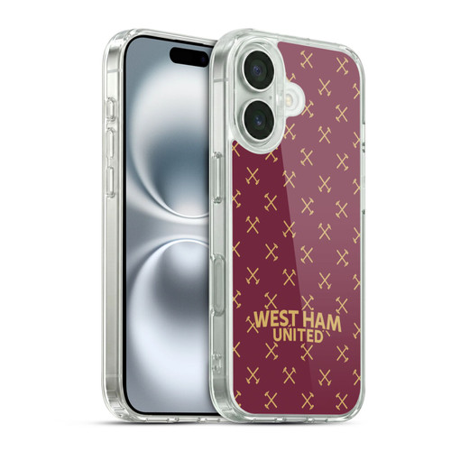 West Ham United FC Hammer Marque Kit Patterns Soft Gel Case for Apple iPhone 16 & MagSafe