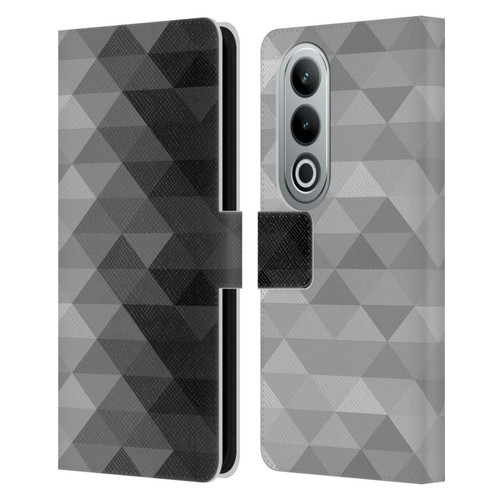 PLdesign Geometric Grayscale Triangle Leather Book Wallet Case Cover For OPPO OnePlus Ace 3V 5G