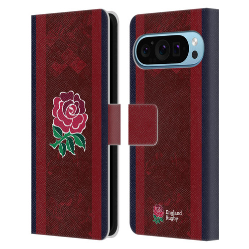 England Rugby Union 2024/25 Crest Kit Alternate Leather Book Wallet Case Cover For Google Pixel 9 / Pixel 9 Pro