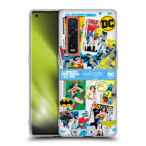 Justice League DC Comics 90th Anniversary Sticker Collage Soft Gel Case for OPPO Find X2 Pro 5G