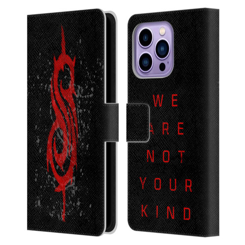 Slipknot We Are Not Your Kind Red Distressed Look Leather Book Wallet Case Cover For Apple iPhone 14 Pro Max
