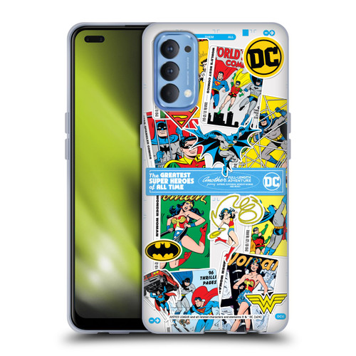 Justice League DC Comics 90th Anniversary Sticker Collage Soft Gel Case for OPPO Reno 4 5G