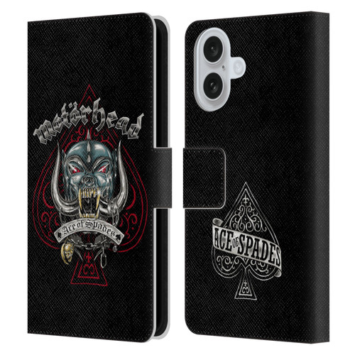 Motorhead Graphics Ace Of Spades Dog Leather Book Wallet Case Cover For Apple iPhone 16