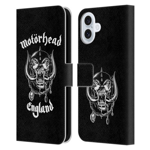 Motorhead Graphics England Leather Book Wallet Case Cover For Apple iPhone 16 Plus