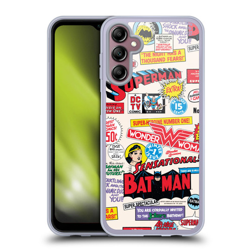 Justice League DC Comics 90th Anniversary Logo Pattern Soft Gel Case for Samsung Galaxy A14 5G