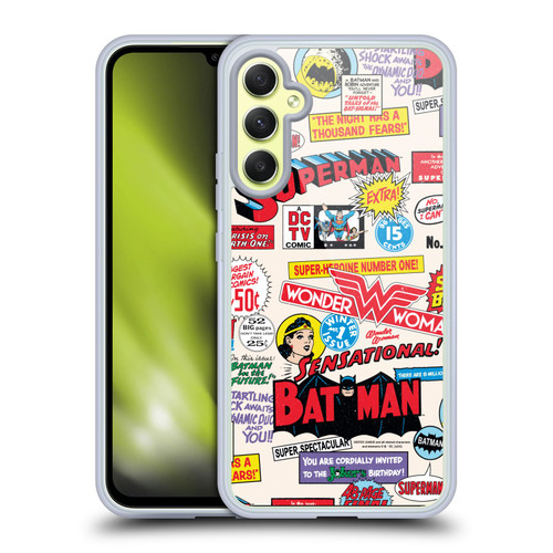 Justice League DC Comics 90th Anniversary Logo Pattern Soft Gel Case for Samsung Galaxy A34 5G