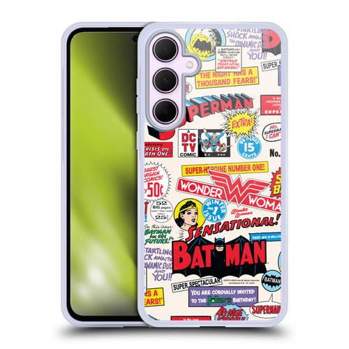 Justice League DC Comics 90th Anniversary Logo Pattern Soft Gel Case for Samsung Galaxy A35 5G
