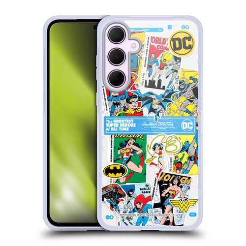 Justice League DC Comics 90th Anniversary Sticker Collage Soft Gel Case for Samsung Galaxy A35 5G