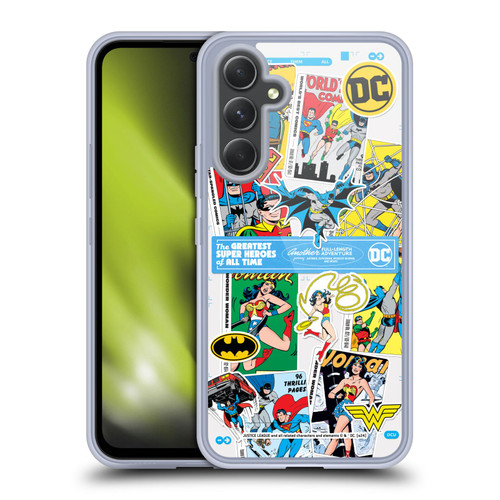 Justice League DC Comics 90th Anniversary Sticker Collage Soft Gel Case for Samsung Galaxy A54 5G