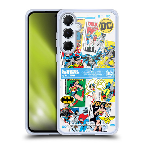 Justice League DC Comics 90th Anniversary Sticker Collage Soft Gel Case for Samsung Galaxy A55 5G