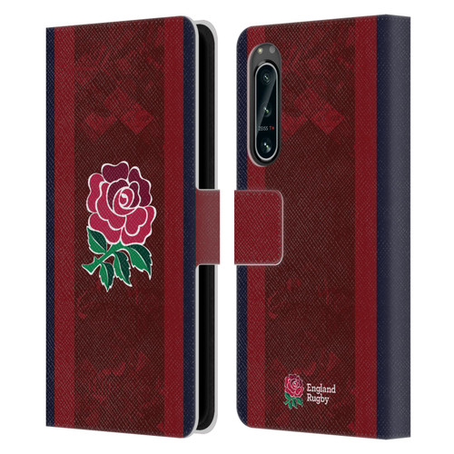 England Rugby Union 2024/25 Crest Kit Alternate Leather Book Wallet Case Cover For Sony Xperia 5 IV