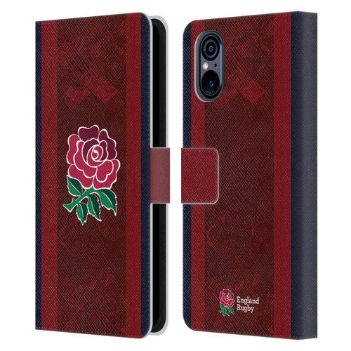 England Rugby Union 2024/25 Crest Kit Alternate Leather Book Wallet Case Cover For Sony Xperia 5 V 5G