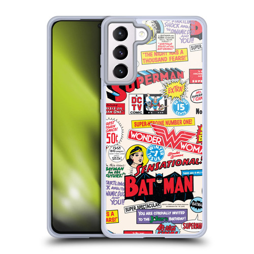 Justice League DC Comics 90th Anniversary Logo Pattern Soft Gel Case for Samsung Galaxy S21+ 5G