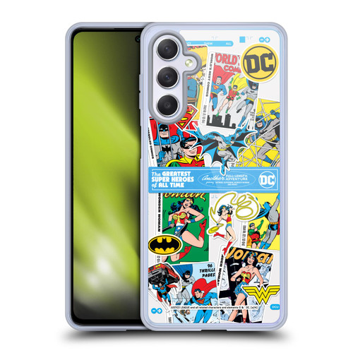 Justice League DC Comics 90th Anniversary Sticker Collage Soft Gel Case for Samsung Galaxy M54 5G