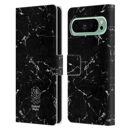 England Rugby Union Marble Black Leather Book Wallet Case Cover For Google Pixel 9 Pro XL