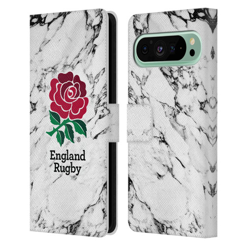 England Rugby Union Marble White Leather Book Wallet Case Cover For Google Pixel 9 Pro XL