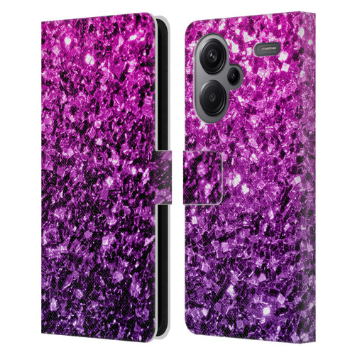 PLdesign Glitter Sparkles Purple Pink Leather Book Wallet Case Cover For Xiaomi Redmi Note 13 Pro Plus 5G