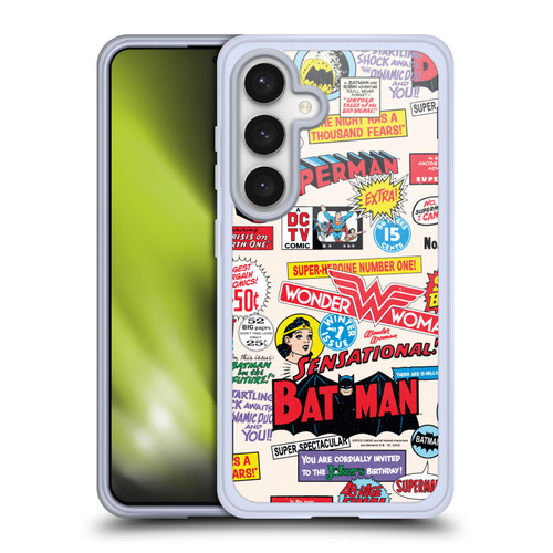 Justice League DC Comics 90th Anniversary Logo Pattern Soft Gel Case for Samsung Galaxy S24 5G