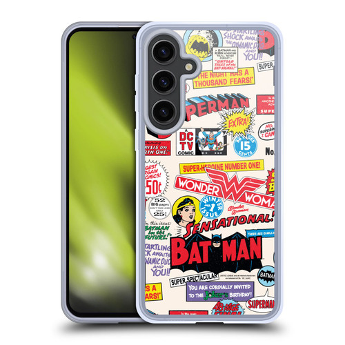 Justice League DC Comics 90th Anniversary Logo Pattern Soft Gel Case for Samsung Galaxy S24+ 5G