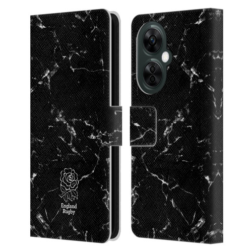 England Rugby Union Marble Black Leather Book Wallet Case Cover For OnePlus Nord CE 3 Lite 5G