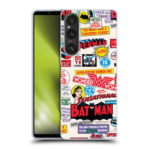 Justice League DC Comics 90th Anniversary Logo Pattern Soft Gel Case for Sony Xperia 1 V 5G
