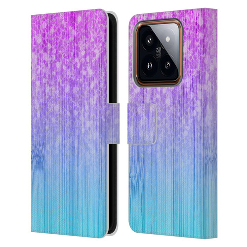 PLdesign Sparkly Bamboo Blue Pink Leather Book Wallet Case Cover For Xiaomi 14