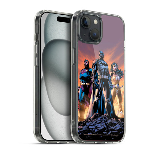 Justice League DC Comics Comic Book Covers Icons Trinity Soft Gel Case for Apple iPhone 15 Plus