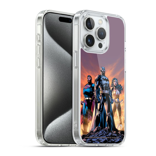 Justice League DC Comics Comic Book Covers Icons Trinity Soft Gel Case for Apple iPhone 15 Pro