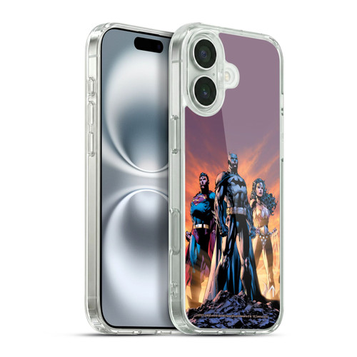 Justice League DC Comics Comic Book Covers Icons Trinity Soft Gel Case for Apple iPhone 16 Plus