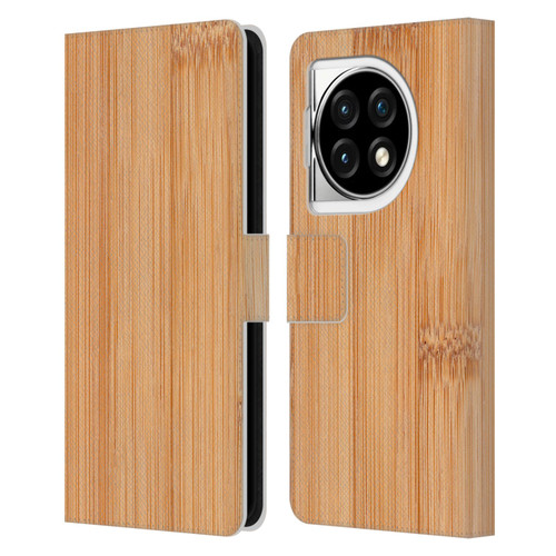 PLdesign Wood And Rust Prints Light Brown Bamboo Leather Book Wallet Case Cover For OPPO OnePlus Ace 3 5G