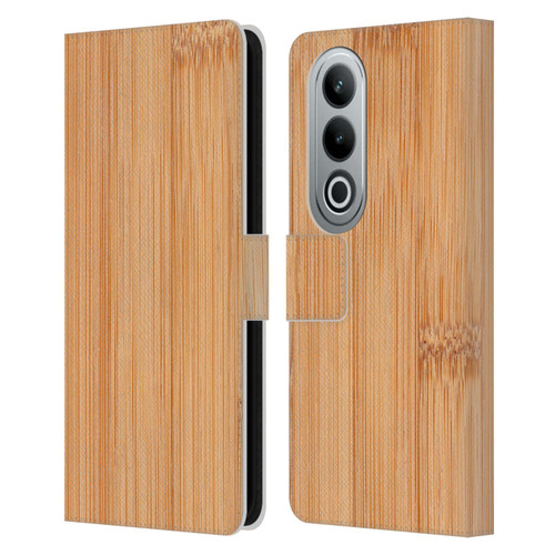 PLdesign Wood And Rust Prints Light Brown Bamboo Leather Book Wallet Case Cover For OPPO OnePlus Ace 3V 5G