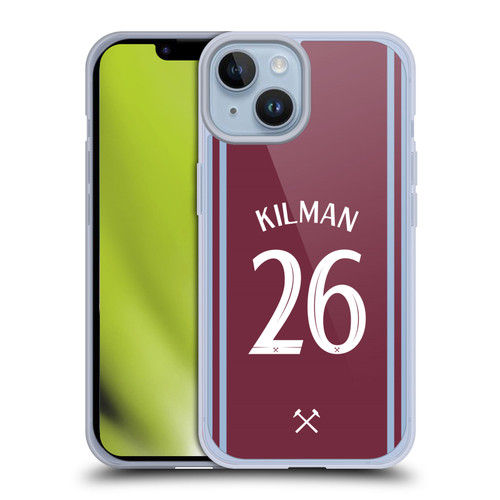 West Ham United FC 2024/25 Players Home Kit Maximilian Kilman Soft Gel Case for Apple iPhone 14