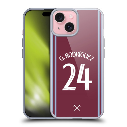 West Ham United FC 2024/25 Players Home Kit Guido Rodríguez Soft Gel Case for Apple iPhone 15