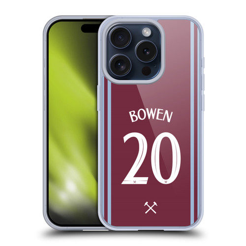 West Ham United FC 2024/25 Players Home Kit Jarrod Bowen Soft Gel Case for Apple iPhone 15 Pro