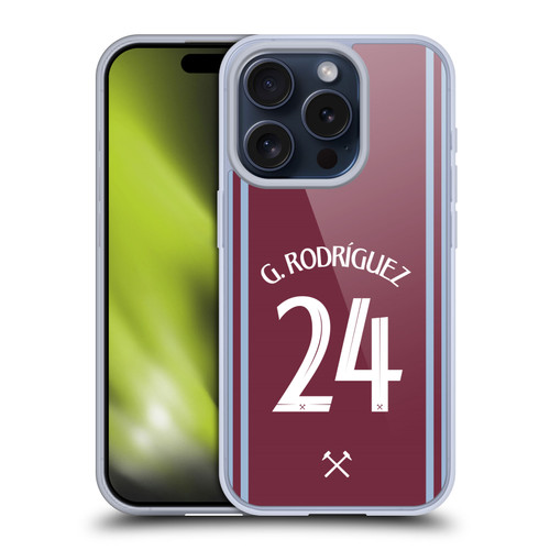 West Ham United FC 2024/25 Players Home Kit Guido Rodríguez Soft Gel Case for Apple iPhone 15 Pro