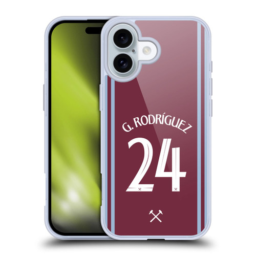 West Ham United FC 2024/25 Players Home Kit Guido Rodríguez Soft Gel Case for Apple iPhone 16