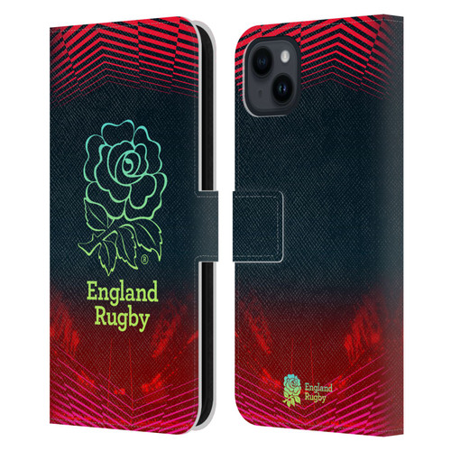 England Rugby Union This Rose Means Everything Logo in Red Leather Book Wallet Case Cover For Apple iPhone 15 Plus